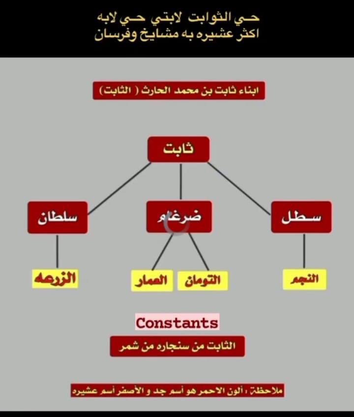 السلام عليكم ورحمة الله وبركاته 
لمن يسأل عن عشيره الثابت من شمر وكم فخذ هم ثلاث كمى موضح ونأسف على غلط الكتابه في (ضرغام)والاسم الحقيقي له(قرضام)