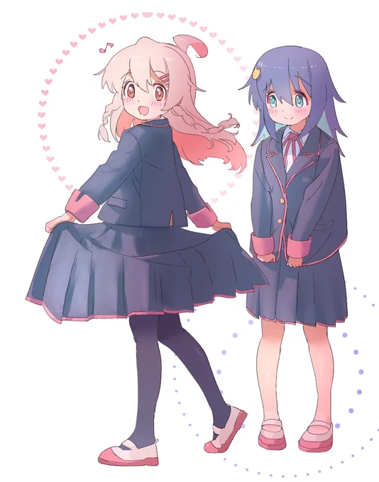 伝線が入ったストッキングの替えを、なゆたんが用意してくれました  「ありがとうなゆたん なんか普通よりあったかい気がする…」 「まひろを助けることができてよかったのですよ」 #おにまいお絵描き