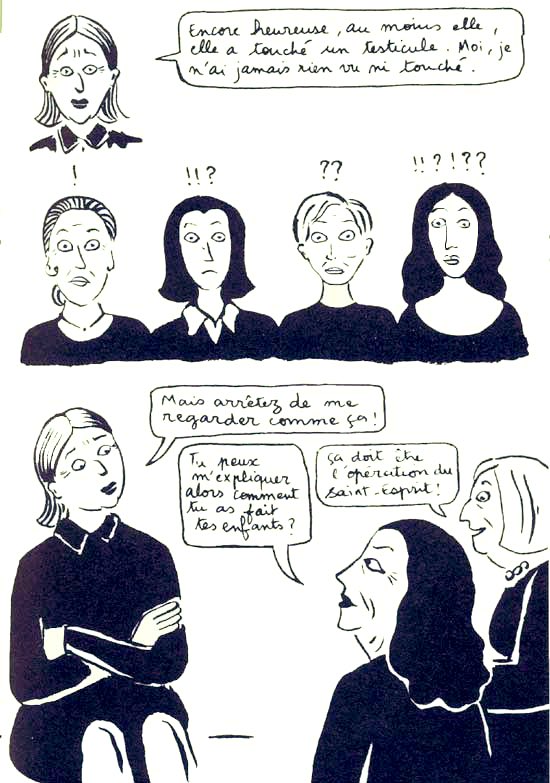 Nouvelle édition : Broderies de Marjane Satrapi.

Des femmes iraniennes papotent autour d’un thé : ça parle d’amour, de sexualité, de mariage…librement et avec humour.

#iran #marjanesatrapi #sexualité #conditionfeminine