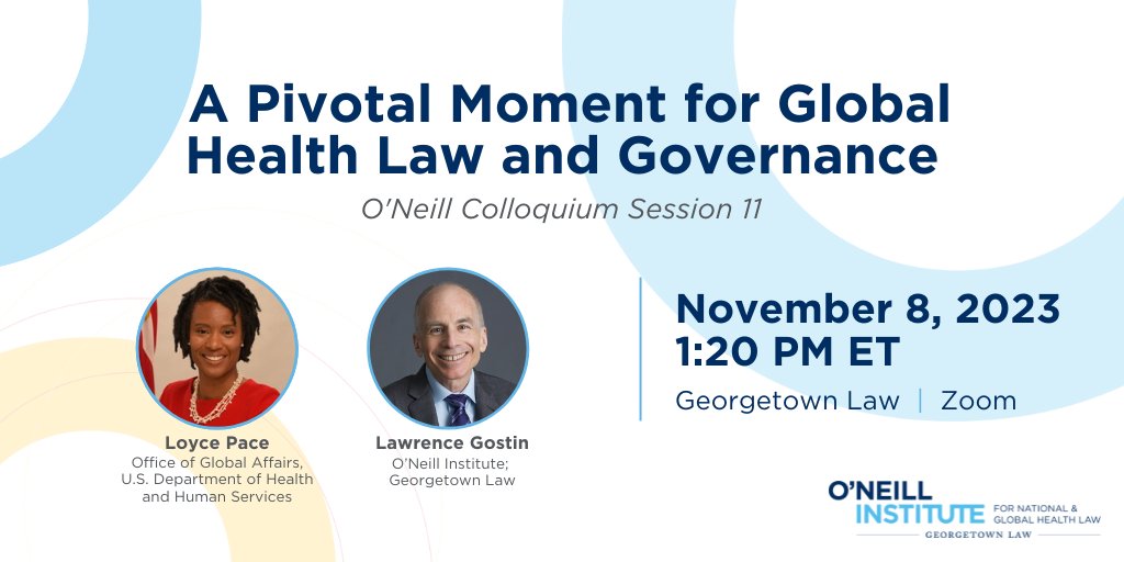 Please join us virtually or in-person on Wed., Nov. 8, from 1:20-3:00 pm ET for a special colloquium session with @HHS_ASGA and @LawrenceGostin. In their fireside chat, they will discuss global health governance from a US perspective. RSVP: docs.google.com/forms/d/e/1FAI…