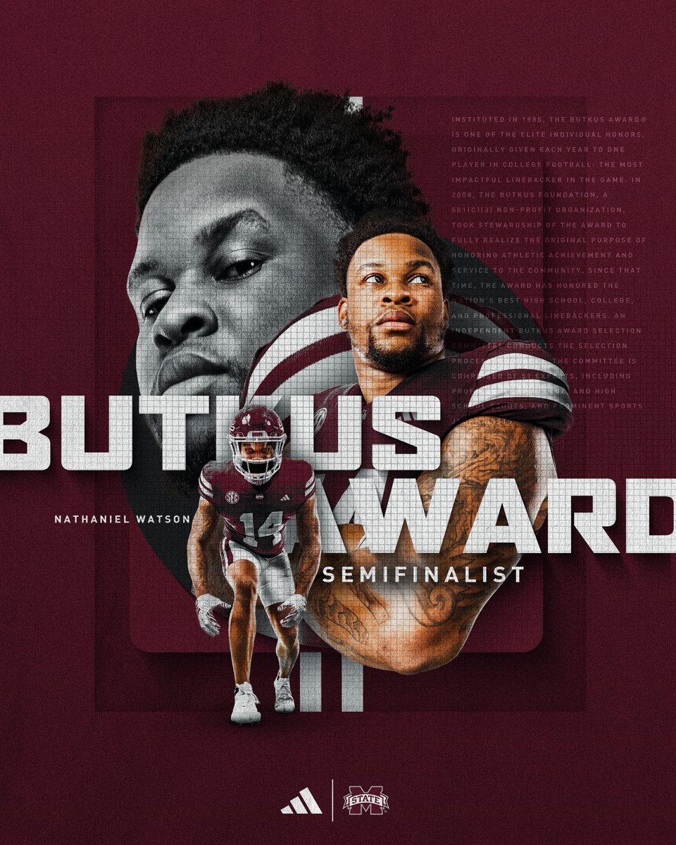 Big Time Honors For Our Guy 😤 Bookie has been named a semifinalist for the prestigious Butkus Award! #HailState🐶 | @Nathaniel_ATH
