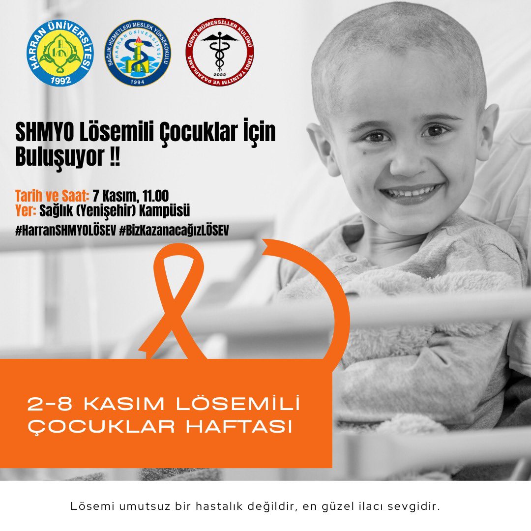 7 Kasım Salı günü herkesi okulun bahçesine bekliyoruz.
Turuncu giyinmeyi unutmayın :)
<a href="/hrumedya/">Harran Üniversitesi</a> <a href="/HarranShmyo/">Harran Üniversitesi SHMYO</a> <a href="/losev1998/">LÖSEV</a>