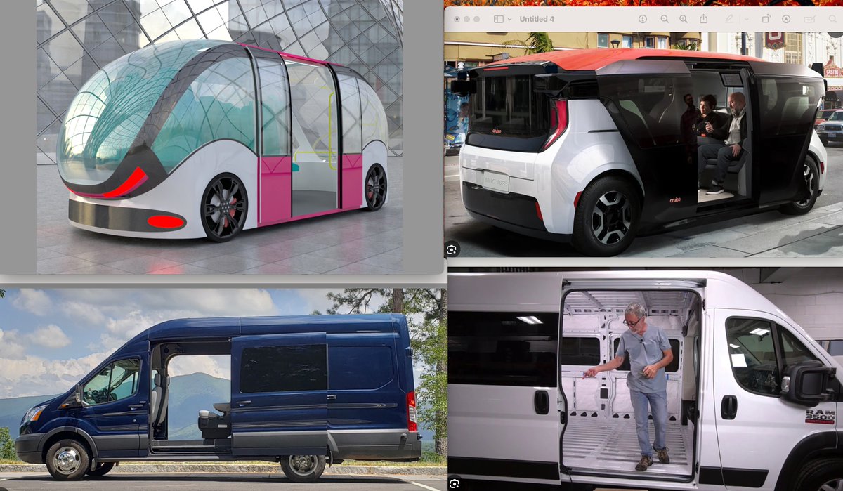 Baldar28's tweet photo. It seems like we need to address two van models?:
1) People carriers.
2) Business delivery van.
Rivian is on the right track but FSD may obviate the steering wheel.
IMO, best to use resources to create and scale $25K car which needs a driver right now and then go to the 2 vans with no steering wheel.
