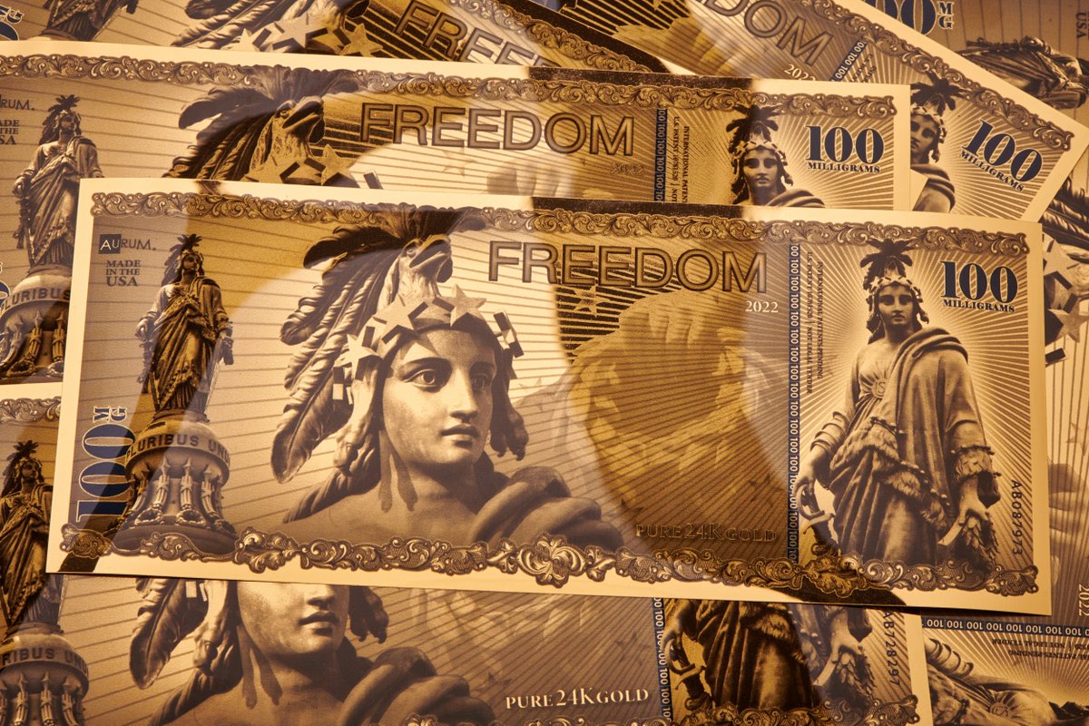 The Freedom Aurum® bill celebrates the famous Statue of Freedom found on the National Capitol Dome. Each bill includes micro-printed security printing and a unique serial number, making it easy to authenticate.
Shop our Freedom Aurum®
bit.ly/3yjjypS
#gold