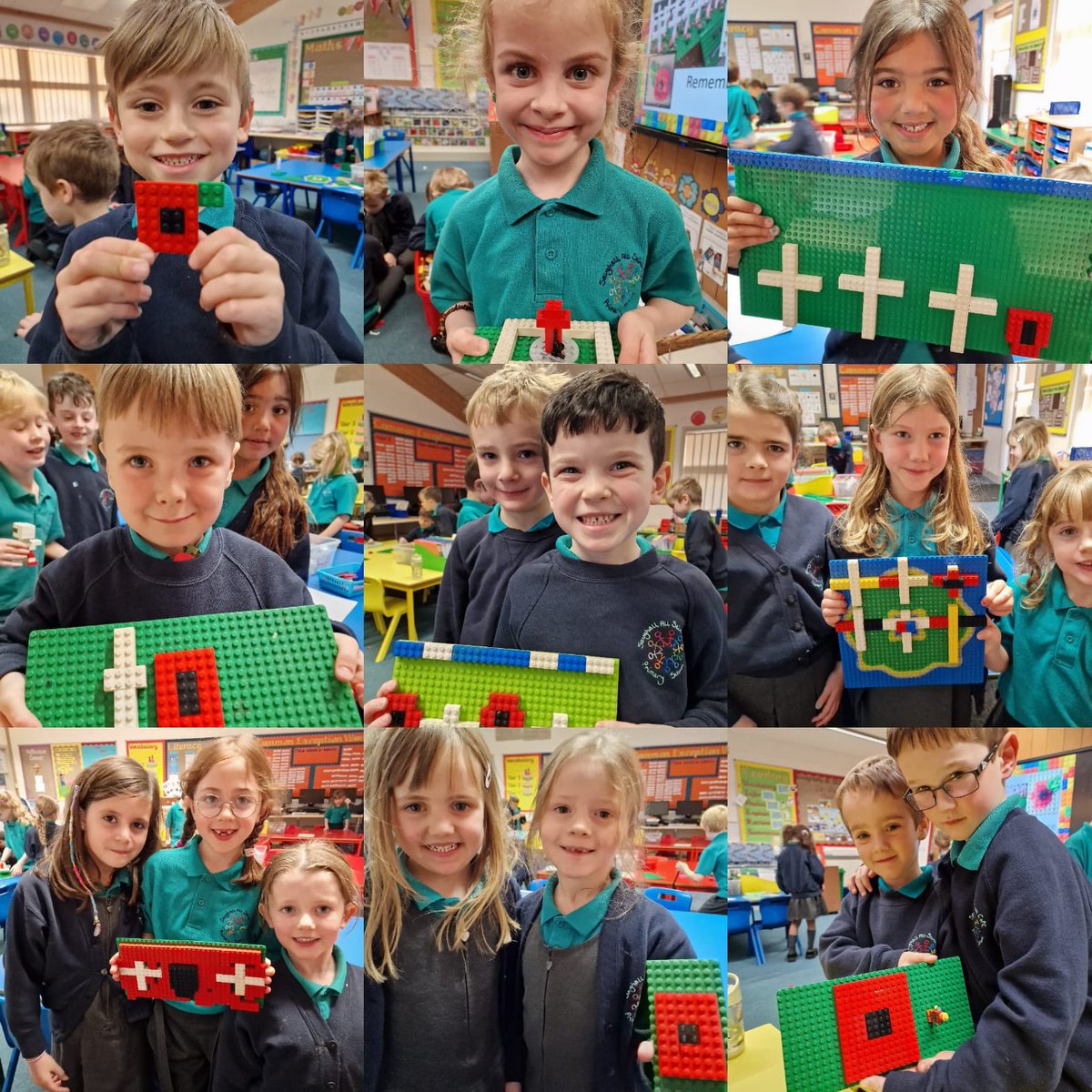 SaughallPrimary's tweet photo. Mr Murphy's Lego Club challenge today was to build something to commemorate Remebrance Day.  Everyone did a super job! 😊 https://t.co/EfCcUOGjzH