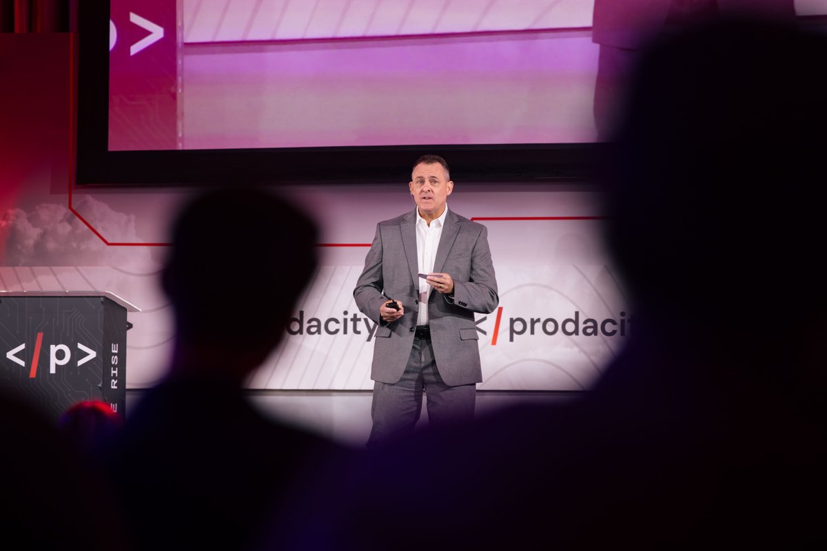 Rise8_Inc's tweet photo. ➡️Now is a transformational moment. At stake: national security, commercial liability, society - everything must change. Lt.Gen, Michael Groen (Ret.) addressed #Prodacity '23: Platforms ≠ Outcomes and Technology ≠ Capability. We need capabilities as outcomes of technology. https://t.co/x7zkUrWlif