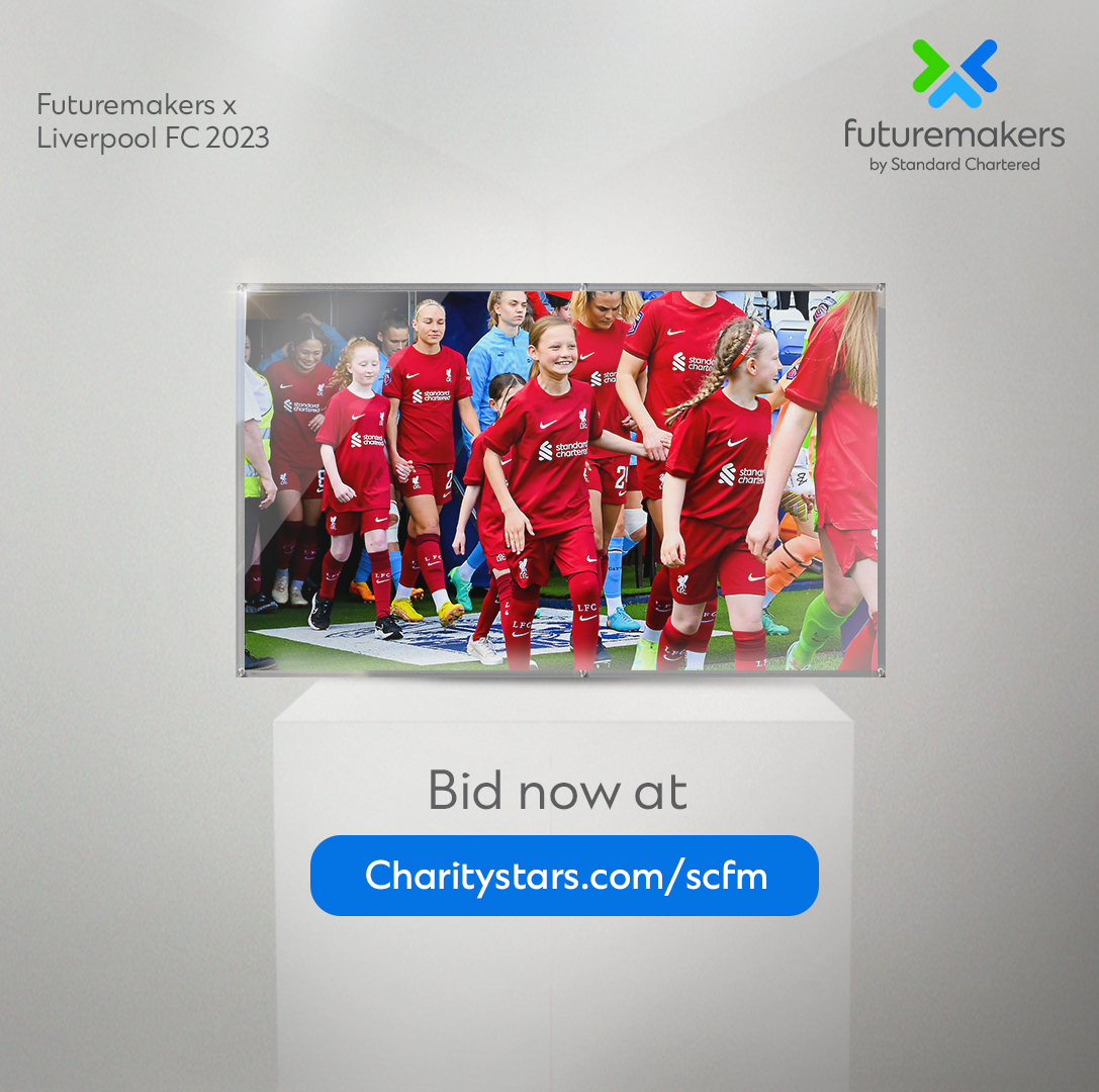 StanChart's tweet image. Bid for a chance for your child to walk out alongside @LFC players at their matches against Manchester United on 17 Dec or Bristol City WFC on 10 Dec at charitystars.com/SCFM. 

Proceeds go to ‘Futuremakers by Standard Chartered’. 

#SCFuturemaking