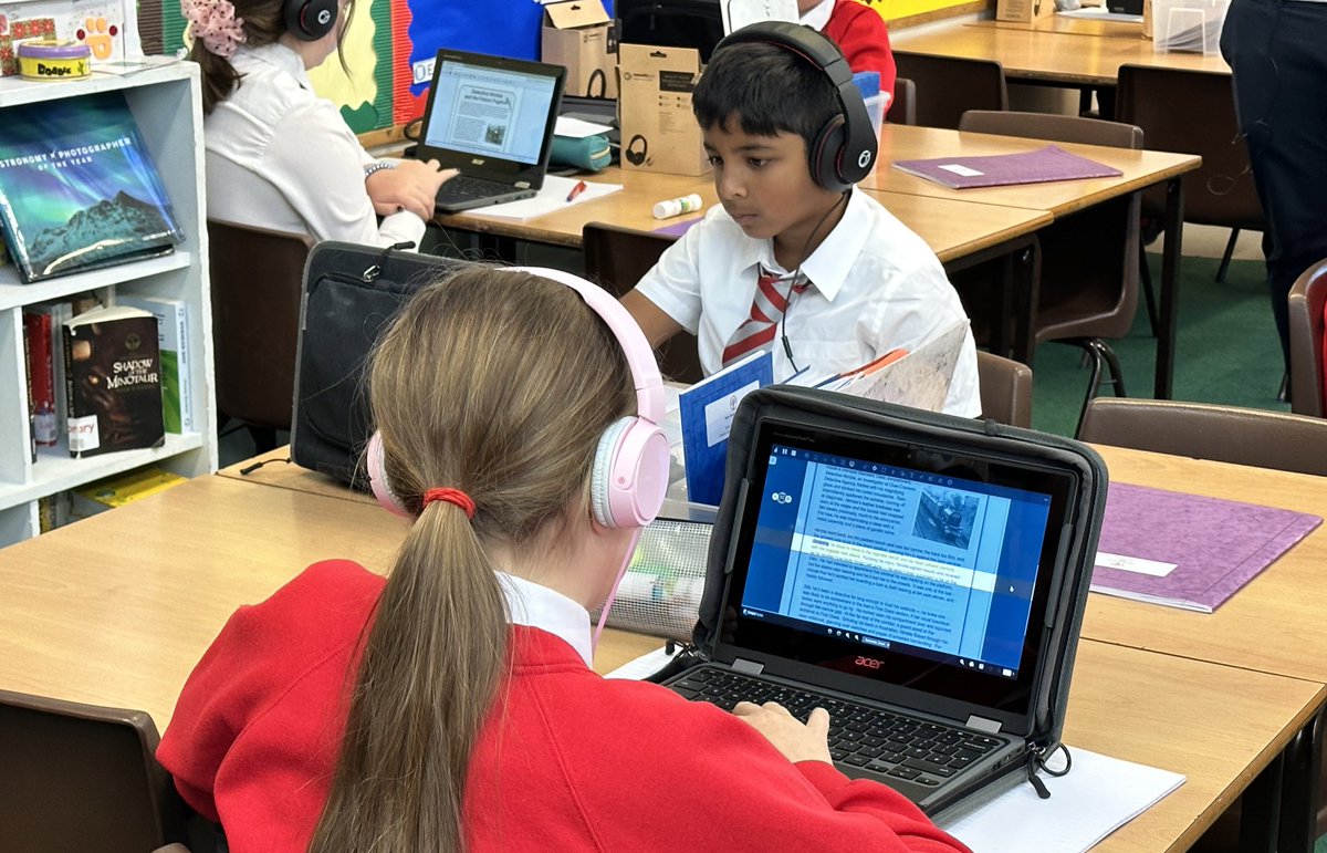 CCJacademy's tweet image. 💬 Necessary for some, useful for all.

Y6 enjoyed sharing how they use accessibility tools within #OrbitNote &amp;amp; #ReadAndWrite to support their learning in reading lessons. 

Part of a case study video on @LEOacademies #PedTech Impact Report, filmed today by @bobusher &amp;amp; @FionaAS.