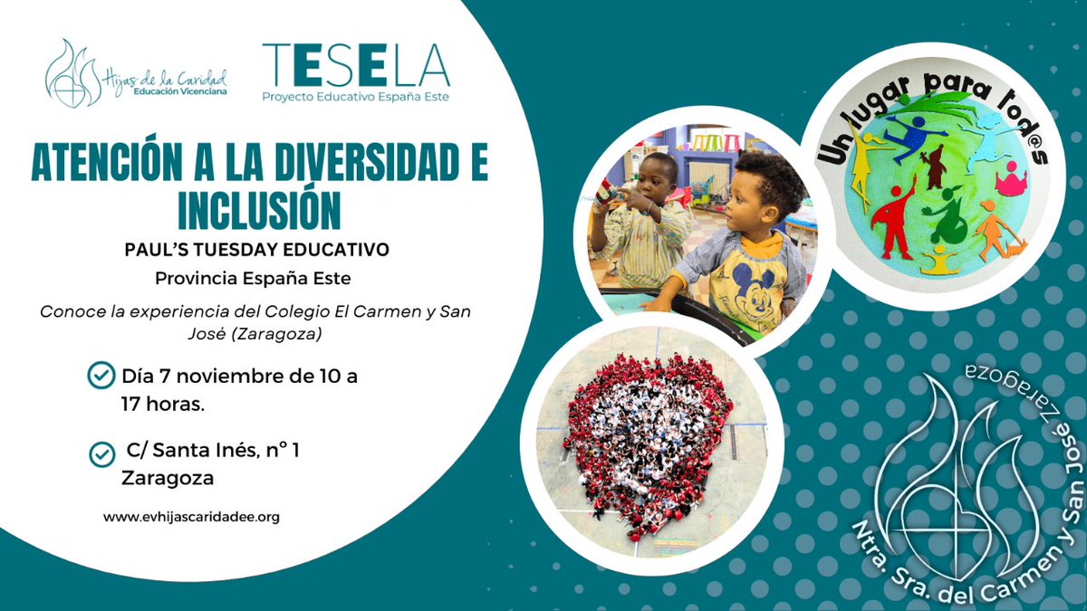 TESELA - Proyecto Educativo España Este (@evhijascaridade) on Twitter photo Mañana #martes se celebra el Paul's Tuesday Educativo en el Colegio Ntra. Sra. del Carmen y San José <a href="/elcarmenysanjo1/">El Carmen y San José Zaragoza</a> #TESELA #EducaciónVicenciana #ColegiosHHCC #SaberMásParaServirMejor Mañana #martes se celebra el Paul's Tuesday Educativo en el Colegio Ntra. Sra. del Carmen y San José <a href="/elcarmenysanjo1/">El Carmen y San José Zaragoza</a> #TESELA #EducaciónVicenciana #ColegiosHHCC #SaberMásParaServirMejor
