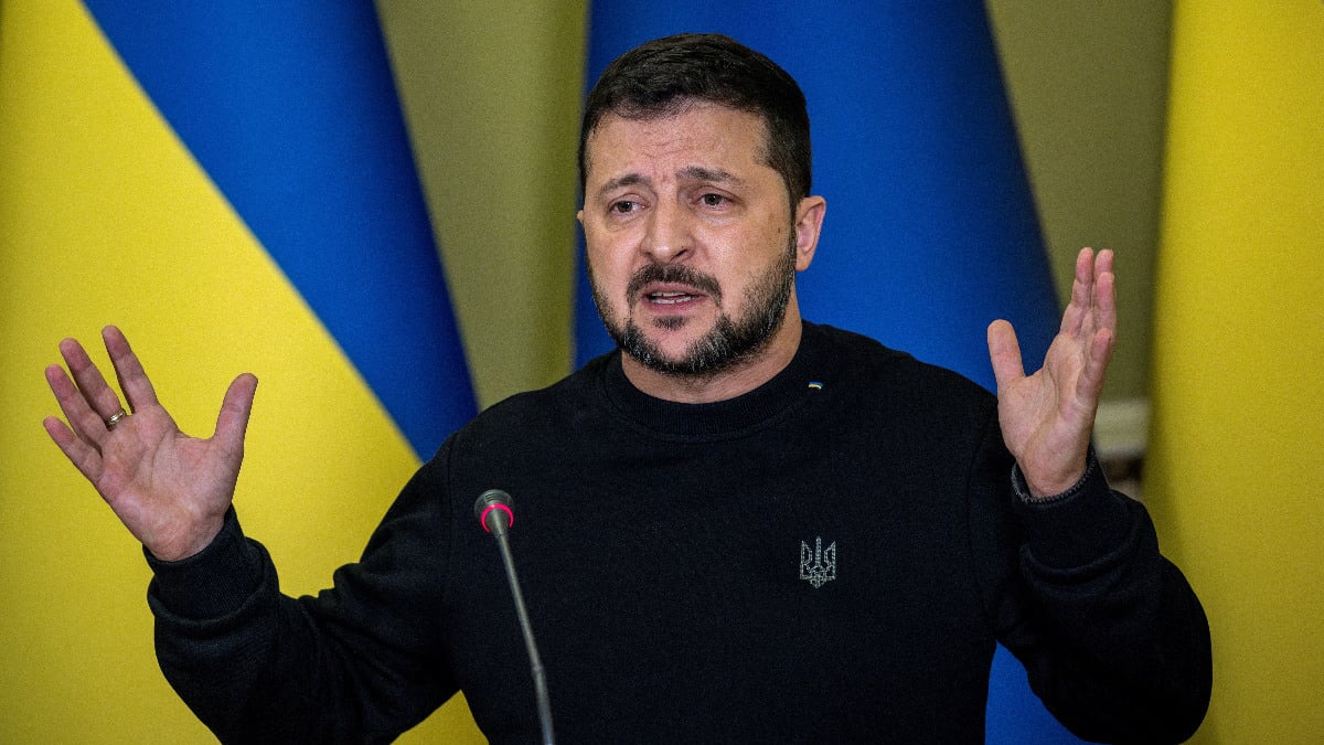 ensonhaber's tweet photo. Zelensky'den Gazze ve Hamas yorumu: 

Teröristlerin olduğu yerde kural olmaz https://t.co/2o5Q5qflFS