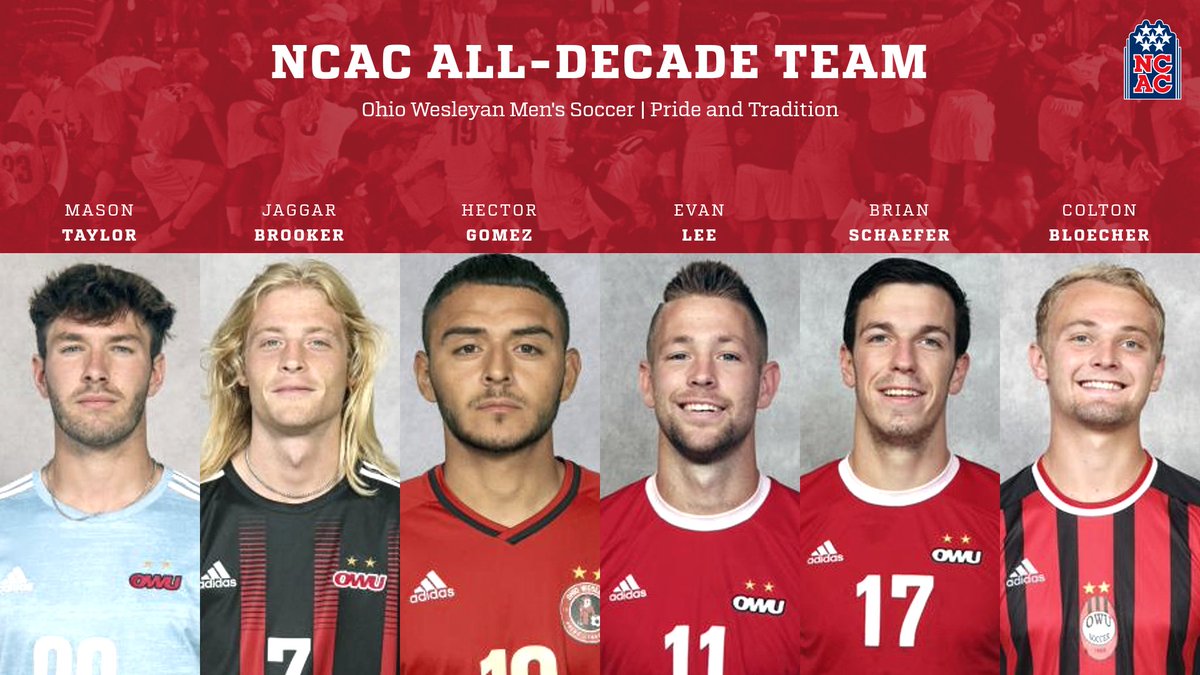 OWUMSOC's tweet photo. A big congratulations to Mason, Jaggar, Hector, Evan, Brian, and Colton for being named to the @ncac All-Decade team. https://t.co/e33EwzqAco