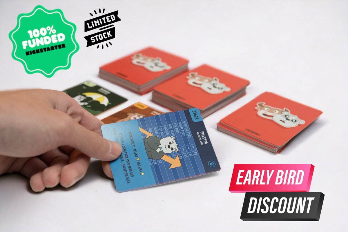 ⏰🚨 Only a FEW left! 🚨⏰ 

Our Early Bird spots are flying away!

2-5 Players. Tons of mayhem. Bankrupt your friends and climb the corporate ladder to a million dollar company.

Pledge NOW! ➡️ buff.ly/474ptP9 

#Kickstarter #Business #BoardGames