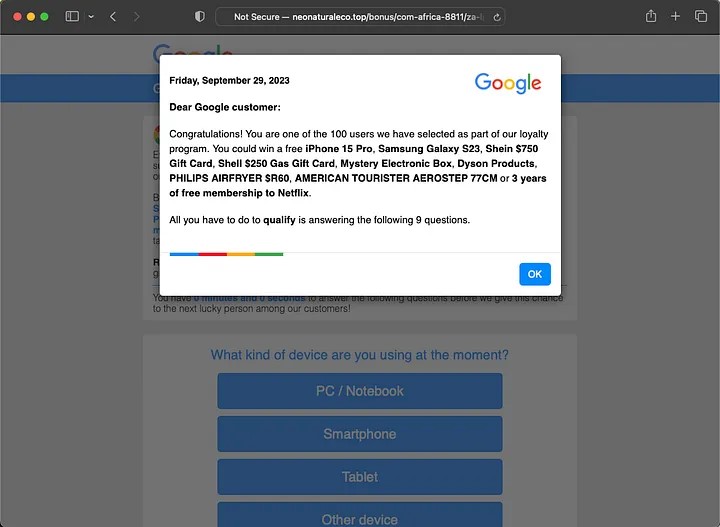 Threat actors often impersonate trusted brands to lure victims into their scam ads.. Read about “ScamClub’s Deceptive Landing Pages” in Michael Steele’s article. blog.confiant.com/scamclubs-dece…