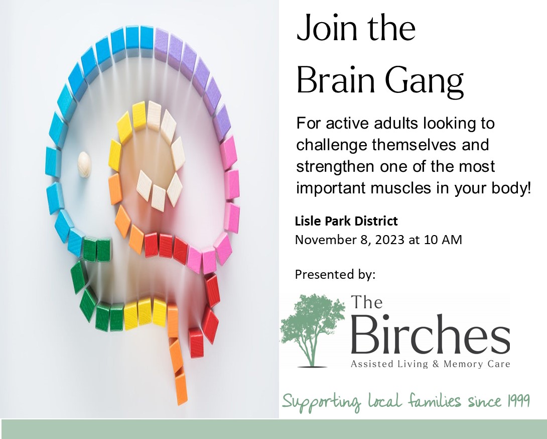 Join us this week at the Lisle Park District Senior Center!  #birchesliving #challengeyourmind #memorymatters #activeadults
