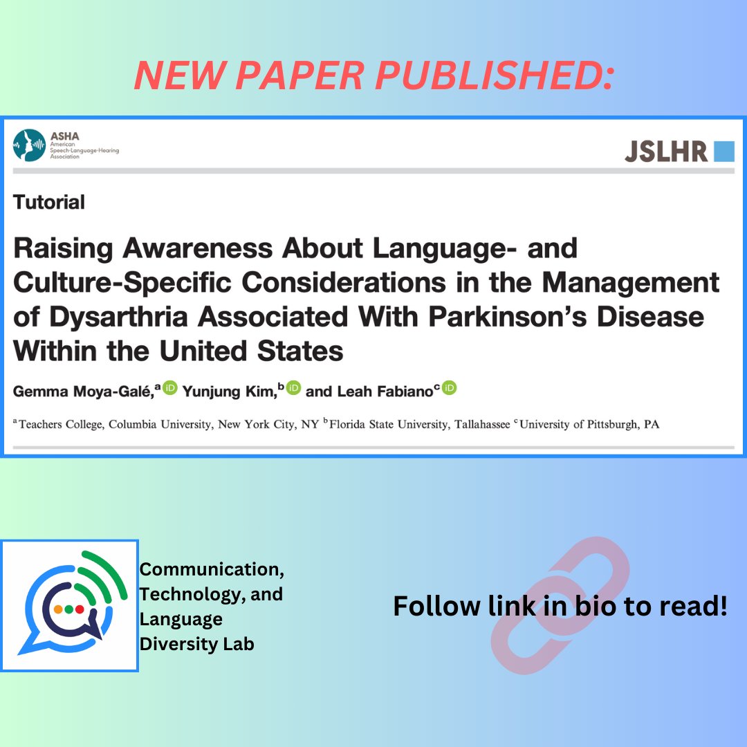 Check out this new paper by following the link in our bio! #ASHA #ashawire #parkinsonsdisease #dysarthria