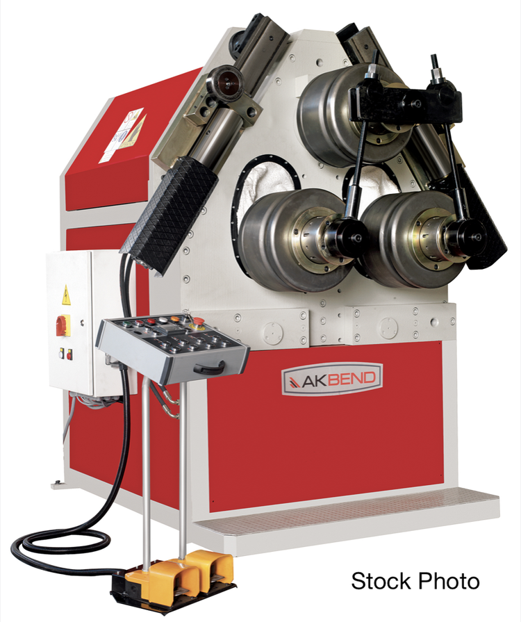 machine_ns's tweet photo. This 2008 Akyapak model APK 121 has a maximum angle bending capacity of 5” x 5” x 1/2”. Additional capacities include: 3” square bar, 3-3/8” round bar and 5” SCH 40 pipe. This angle roll comes equipped with a pedestal control stand, dual foot pedal switch and set of tooling. https://t.co/u7vFqFZWSd