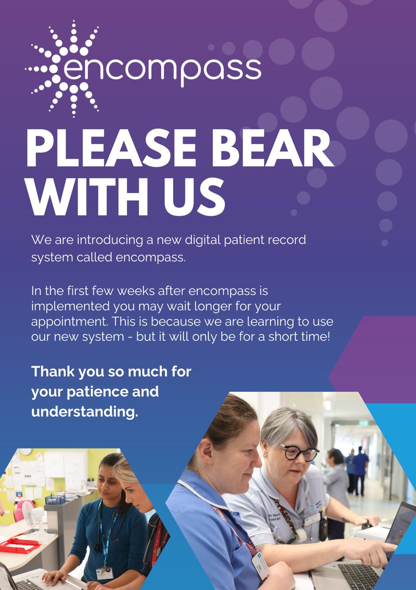 setrust's tweet photo. We are excited to be 1st Trust in NI to launch encompass, a new digital patient record system on 9 Nov.

While we are getting used to this new system you may have to wait a little longer to be seen.

This will only be for a short time and will really benefit you.

Thank you 💙 https://t.co/9IxM3UUyl1