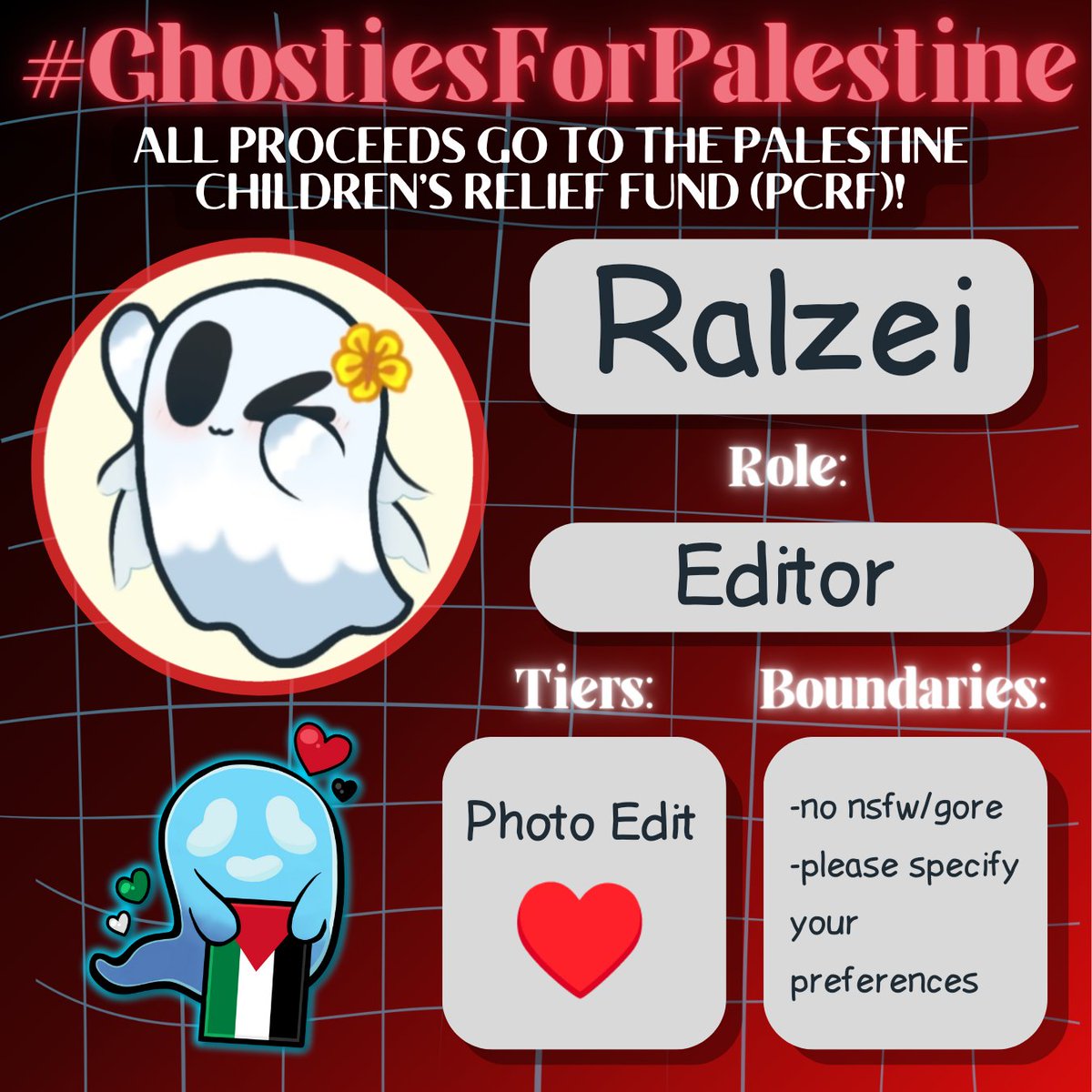 Radi0Rye's tweet photo. Howdy! I will be participating in #GhostiesForPalestine from 11/6-11-15 as an editor! I will be doing photo editing! You can request work from me or a bunch of other artists by donating to the Palestine Children’s Relief Fund! 

Here is the link: https://t.co/yvRldkk6Sk https://t.co/fyCituOx2m