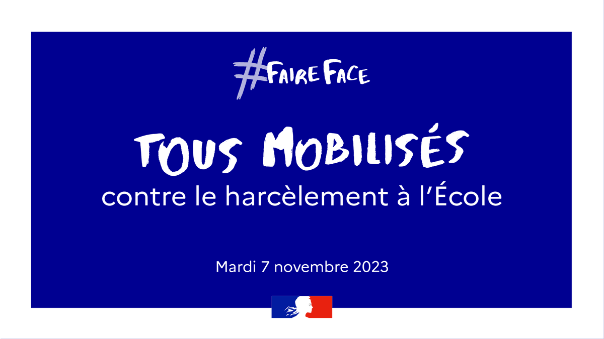 education_gouv's tweet photo. #FaireFace | Rendez-vous dès 10h30 mardi 7 pour suivre l'événement "Tous mobilisés contre le harcèlement à l'École". 
Élèves et personnalités, dont @mikasounds, Tessae, Ophenya, @annelizdeba, etc. rassemblés pour échanger avec @GabrielAttal et Brigitte Macron. https://t.co/07QkR67Mti