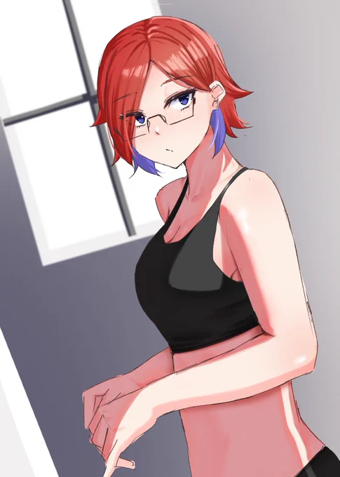 肌塗り練習兼ねて、新しい髪型軽く描いてみたけど。塗ってみたら思ったより、しっくり来なかったなぁ。 