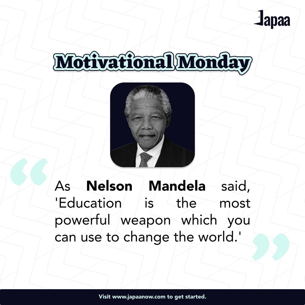 japaanow's tweet photo. What's your favorite Educational quote? 

Share with us! 

#MotivationalMonday #Japaanow #educationquotes https://t.co/AeZ5vkB113