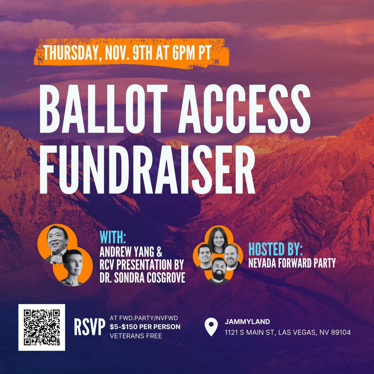 ZarMarquez's tweet photo. RSVP Now!! https://t.co/ebLORGvqhK 

@AndrewYang will kickoff our ballot access campaign this Thursday 11/9 in Las Vegas! 

See you there! @fwd_nv @fwd_party #RankedChoiceVoting https://t.co/1qgcCWPuOA