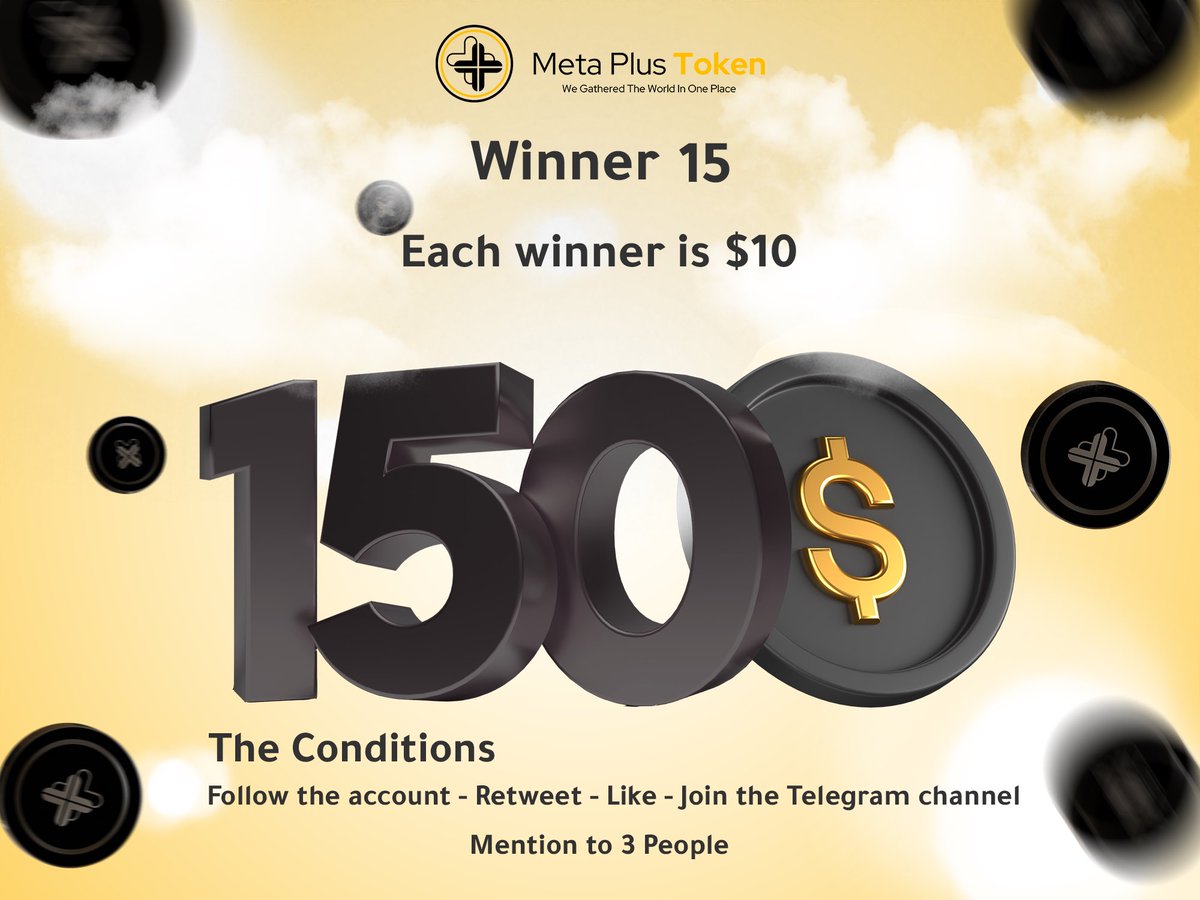 metaplustoken's tweet photo. 🏆 Winner (Random 15 ) 🎁 #Giveaway

💥Rules💥
1️⃣LIKE❤️- RT🔁
2️⃣Follow @metaplustoken
3️⃣Tag 3 friends
4️⃣Send address (USDT)
5️⃣Join the channel
https://t.co/Bc8IRrnXMF
 
start in  06/11/2023

 Ended in 13/11/2023

#NFT #cryptocurrencies #airdrop #CryptocurrencyNews #Polygon #PolygonCommunity