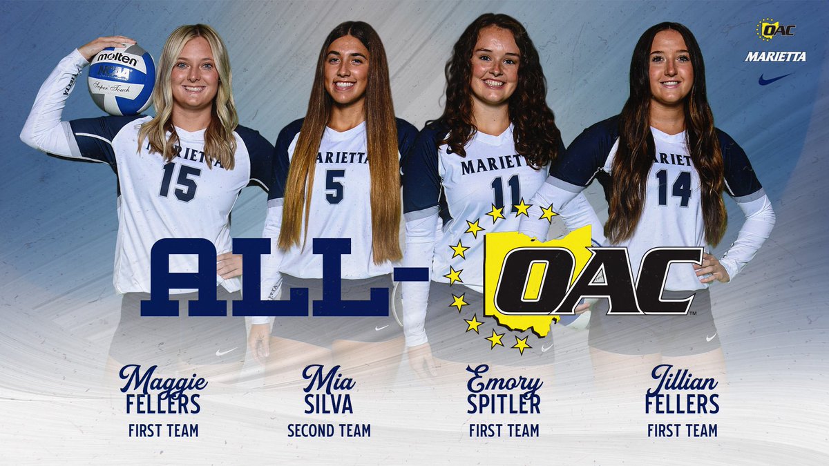 marietta_vball's tweet photo. Congratulations to Emory, Maggie, Jillian, and Mia for making All-OAC!! π #gopios #mcvb #oacvb #ncaavb https://t.co/WHRuIaVKPg