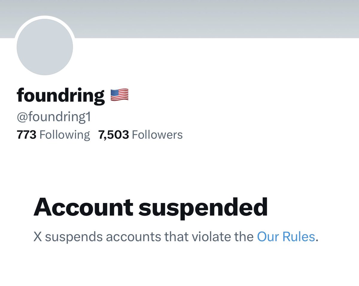 My musical friend <a href="/foundring1/">foundring 🇺🇸</a> has been suspended AGAIN without explanation. He was just reinstated a short time ago and is already removed. This is silly, <a href="/elonmusk/">Elon Musk</a> - these games need to stop.