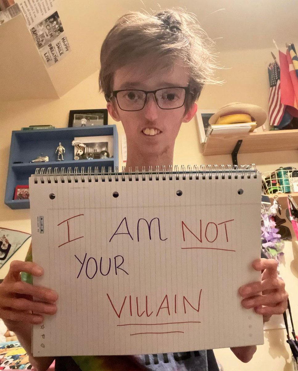 FaceEquality's tweet photo. “I love watching movies but I’m always seeing people with facial differences portrayed in a way that’s not positive."

A big thank you to Dylan, who is supporting our #IAmNotYourVillain campaign.

Dylan spoke to Glasgow Times: https://t.co/HCpD3J5zXG https://t.co/gEz4gT1L0M