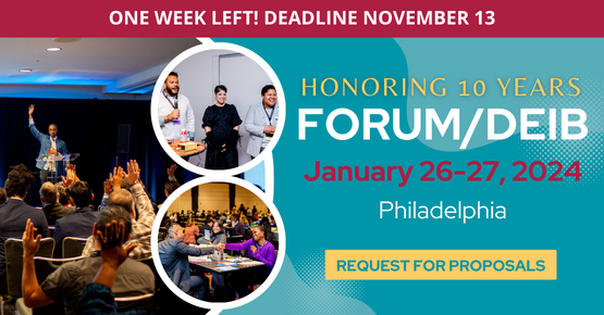 ONE WEEK remains to submit a session proposal for our FORUM/DEIB hiring + professional development conference this January in Philadelphia. Learn more and submit a proposal at carneysandoe.com/2024-forum-dei….