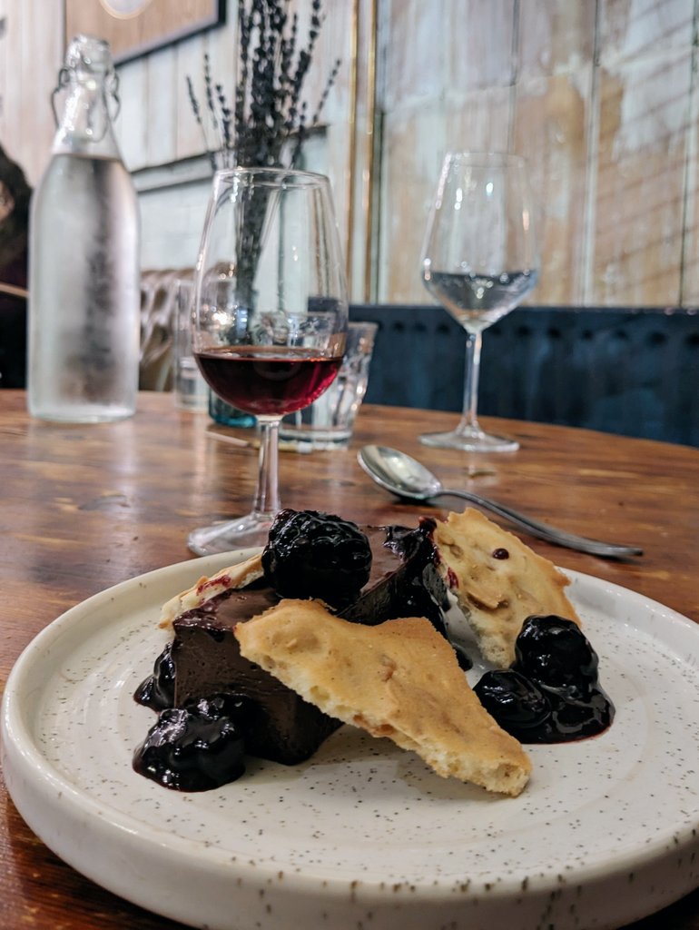 Chris (@pxandtarts) on Twitter photo Cherry-chocolate vibe of a Rasteau Grenat from Domaine de Beaurenard (not a PX, shock horror) was echoed in a berry compote-blobbed chocolate parfait, dark & dense w cocoa, that came w biscuitty slabs of almond tuile <a href="/caperandcure/">Caper and Cure</a>, chosen ahead of the two crèmes: caramel & brûlée Cherry-chocolate vibe of a Rasteau Grenat from Domaine de Beaurenard (not a PX, shock horror) was echoed in a berry compote-blobbed chocolate parfait, dark & dense w cocoa, that came w biscuitty slabs of almond tuile <a href="/caperandcure/">Caper and Cure</a>, chosen ahead of the two crèmes: caramel & brûlée