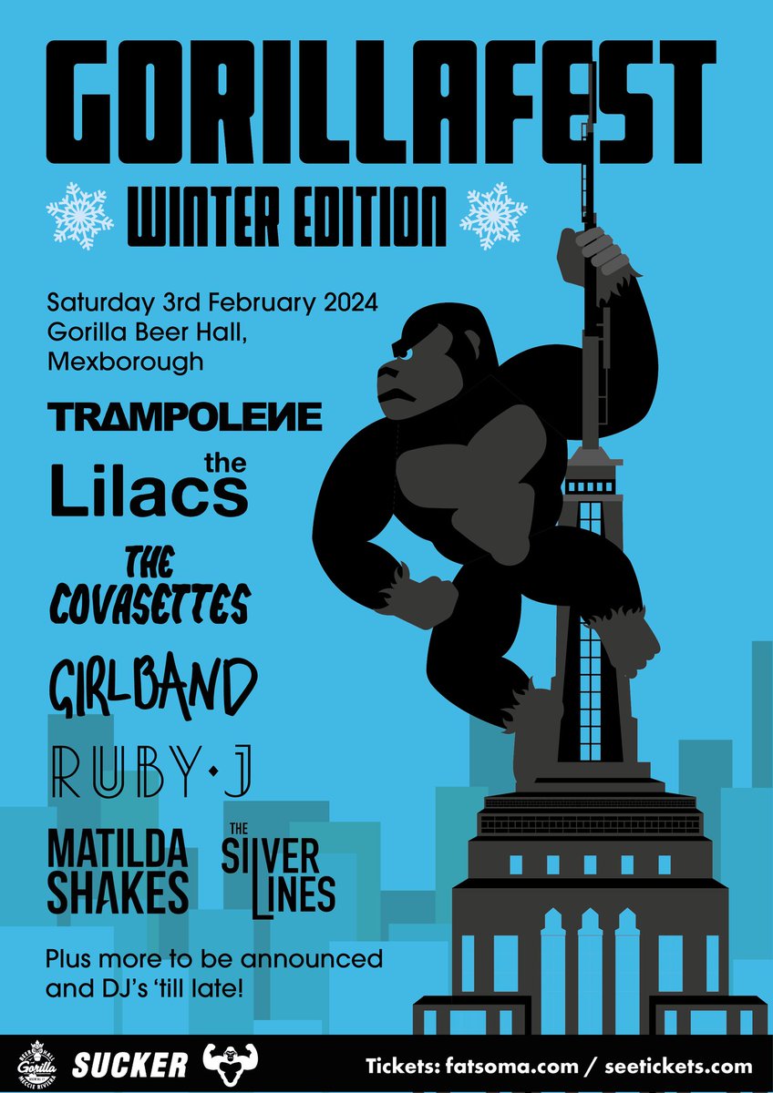 Whats this then ?

We are Delighted to announce we’ll be playing the Gorillafest at the Mecca of mexborough <a href="/GorillaBeerHall/">Gorilla Beer Hall</a> 

Yhe line up is absolutely class and tickets are gonna fly out!

 Make sure you bag yours here: 🎫 fatsoma.com/e/9pl89ymt/gor…
