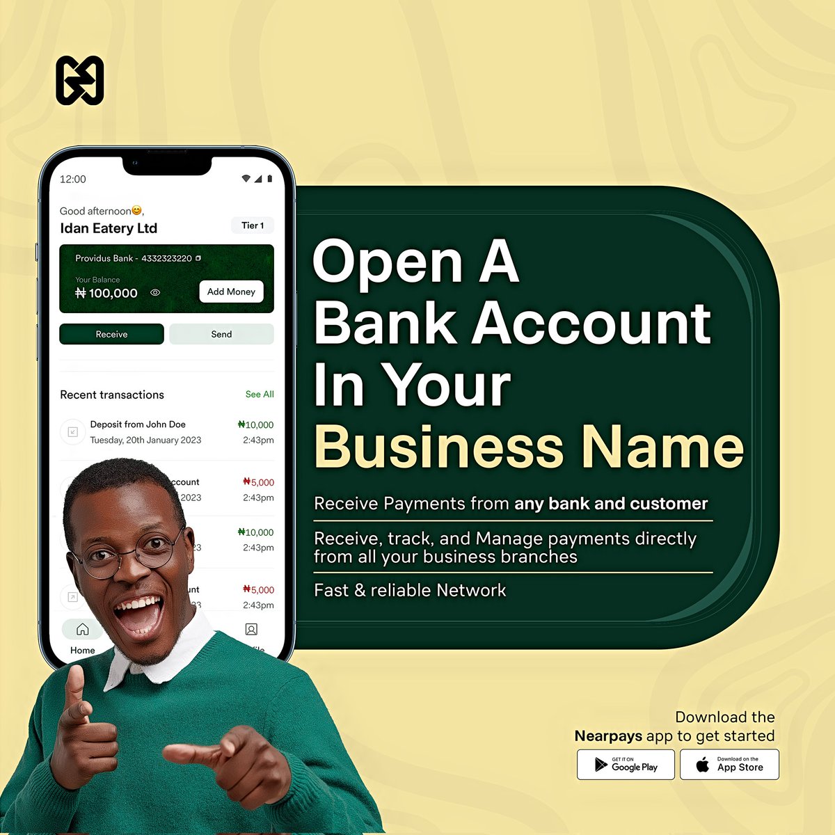 nearpays's tweet photo. Let your customers trust your business today!
Open a corporate Nearpays account where you can receive payments from any customer and any bank without any issues.
Sign up on Nearpays to get started!
#corporatebanking #finance #Nearpays #businesses #payments #ussd #VirtualPOS https://t.co/feGJBxyzES