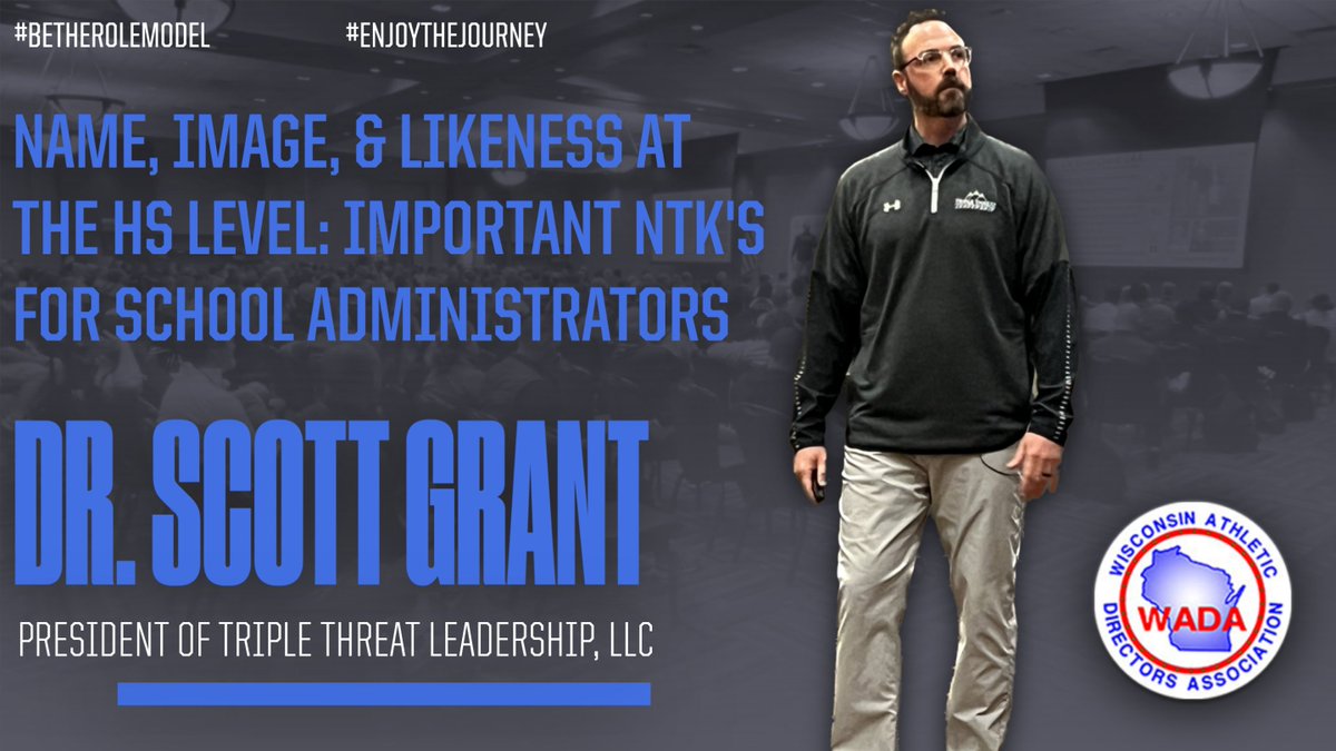Thank you Dr. Scott Grant for the keynote on "Name, Image, &amp; Likeness at the HS Level: Important NTK's for School Administrators"
1. Learn The Rules &amp; Regulations
2. Analyze Your Space &amp; NIL
3. Develop &amp; Organize Your Process
4. Build Your Plan
#BeTheRoleModel #EnjoyTheJourney