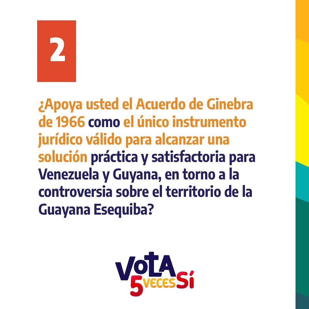 #Importante 📢|| ¡El Esequibo es de Venezuela! 

Conoce cuáles son las cinco preguntas del referéndum que se llevará a cabo este #3Dic y que marcará la historia de Venezuela. 

Abrimos 🧵1/2

<a href="/NicolasMaduro/">Nicolás Maduro</a> 
<a href="/_LaAvanzadora/">Yelitze Santaella</a>
<a href="/MPP/">Tempo Eng</a>