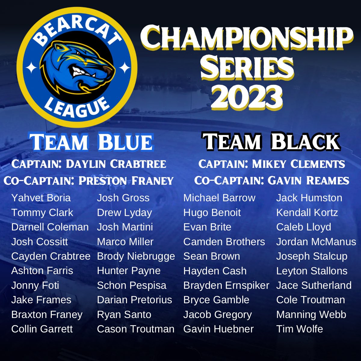 BLCS Game 1 coming up Tuesday at 5:30pm Kamuf Sports Complex. Teams are set!