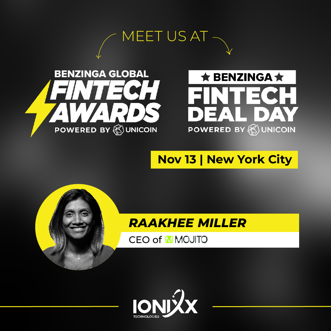 IonixxTech's tweet image. Rakhee Miller, CEO of Mojito, will be at #benzinga NYC. As a prominent fintech leader, we look forward to Rakhee's industry learnings and expert insights. Can't wait to be a part of meaningful conversations and unique perspectives shaping the future of #fintech.

See you there!