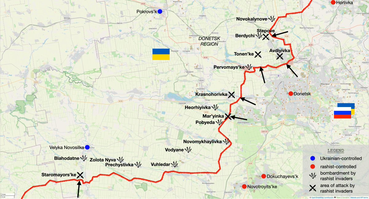 In the Battle of Avdiyivka, the Russian fascist invaders conducted unsuccessful assaults in the areas of Stepove, Avdiyvika and Tonen'ke. Here, north of the temporarily-occupied city of Donetsk, Ukrainian defenders repelled 9 enemy attacks.

1/4