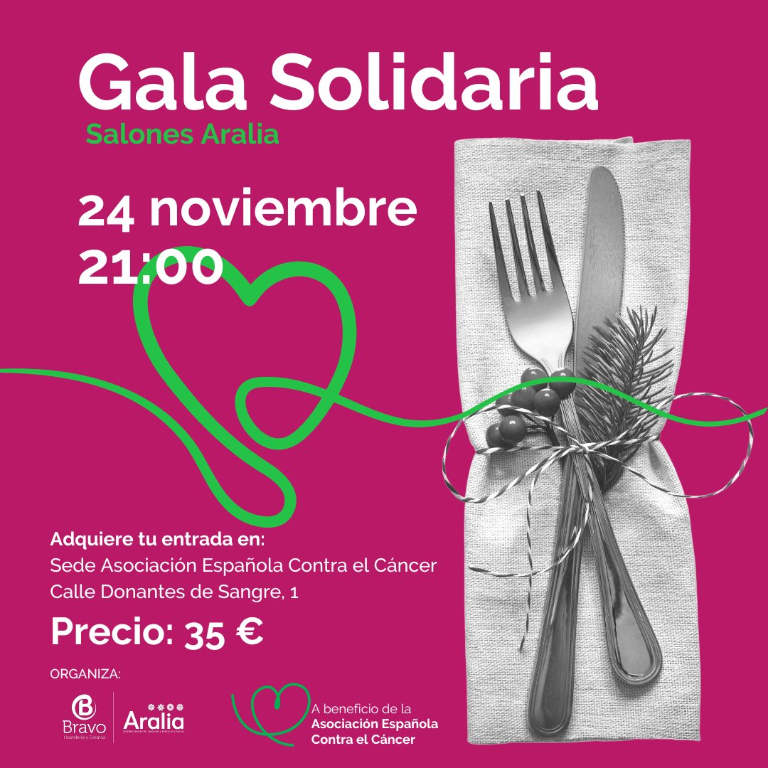 Desde <a href="/ContraCancerCAC/">Asociación Española Contra el Cáncer en Cáceres</a> nos gustaría que nos acompañaras en este emotivo encuentro. La Gala se celebrará en los salones de Aralia  las 21h. El precio del menú son 35€ y puedes adquirir tu entrada en la sede  ¡Os esperamos!¡Ya tenemos fecha para la nuestra Gala de este año!