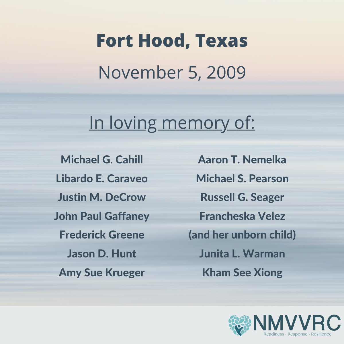 NMVVRC's tweet photo. Yesterday marked the 14th annual remembrance for the 14 people killed and 32 physically injured in the Fort Hood massacre in #FortHoodTX. We will #NeverFortget! https://t.co/5drg2dVNOH