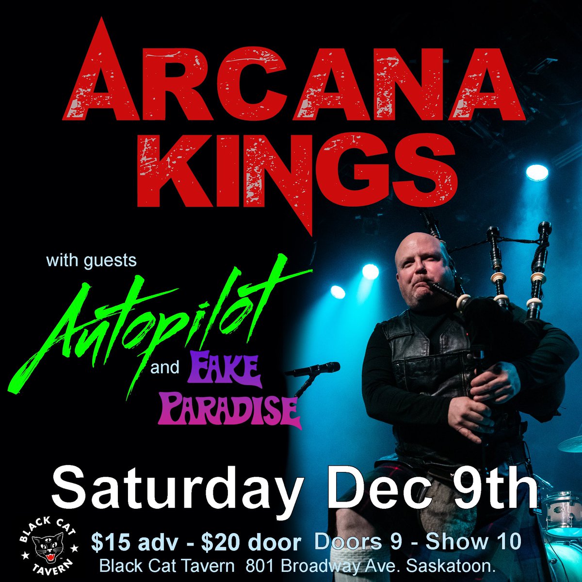 ArcanaKingsBand's tweet photo. We’re running back to Saskatoon to the @blackcatyxe with our friends in @bandautopilot December 9th https://t.co/LAj72XIxOL