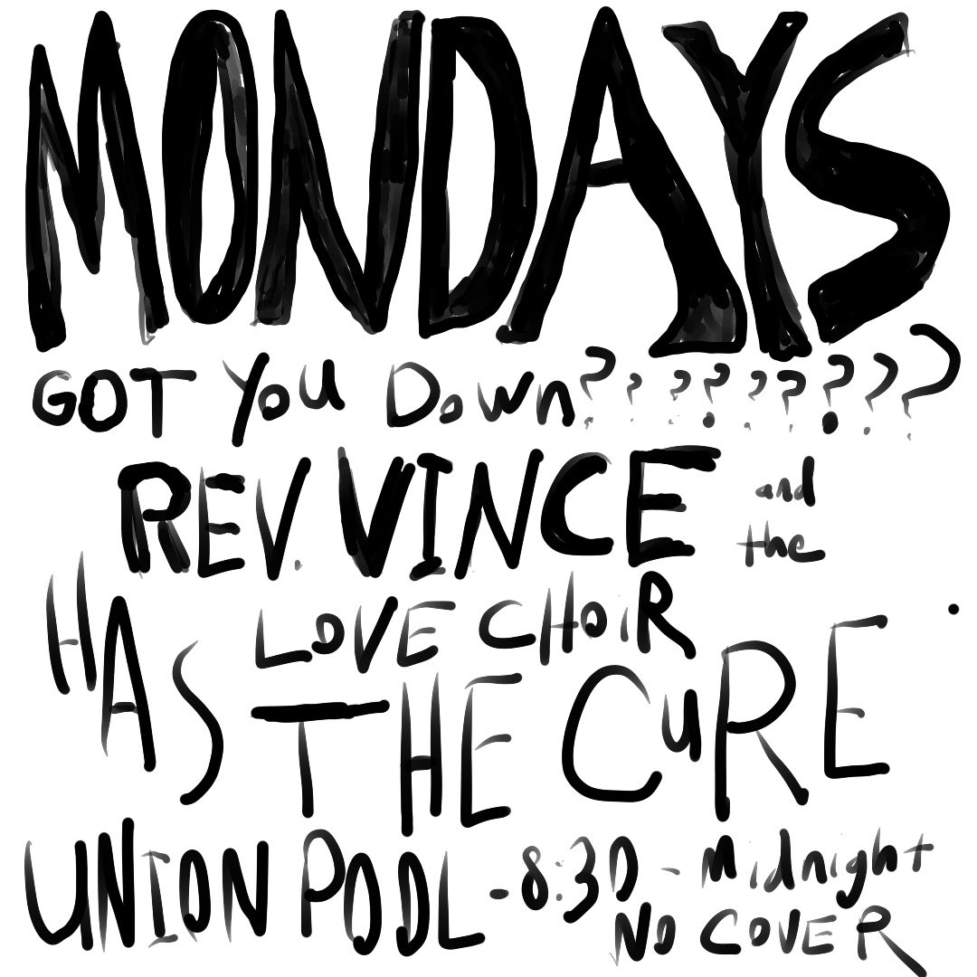 reverendvince's tweet photo. Tonight and every Monday at @UnionPool! An evening of dirty gospel, with The Rev. Vince Anderson and the Love Choir ♥️. Doors at 8:30. Sets at 9 and 10:30. No cover, but we kindly ask you put $25 in the hat when it comes around https://t.co/Yd5AHXuiyW