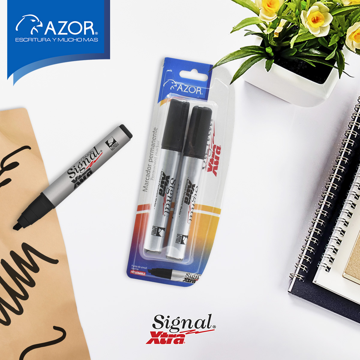 grupoazormexico's tweet photo. Conoce la nueva presentación de Signal Xtra; blister negro con dos piezas ideal para marcar de forma permanente vidrio, porcelana, tela, madera, plástico y cartón 😉👌.
#marcador #GrupoAzor #SignalXtra #azor #signal #permanente https://t.co/CPcBQRUOei