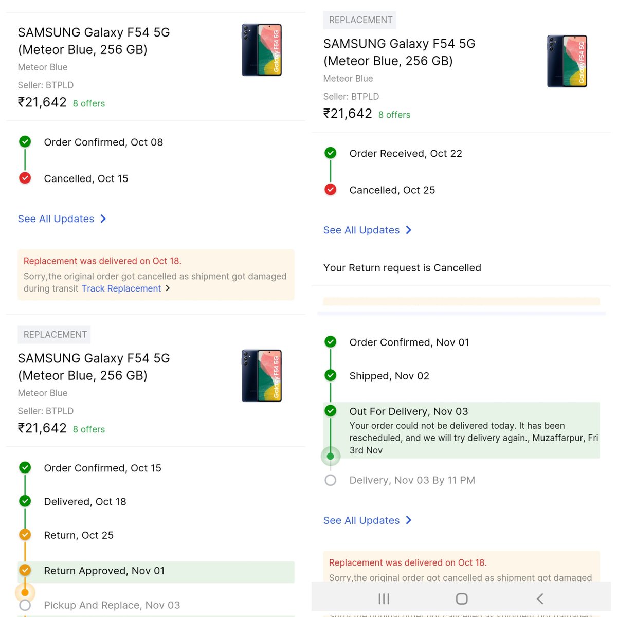 __inscrutable's tweet photo. @nandakishore178 @Flipkart Customer ki मानसिक condition se khel rhi ye company😡😡😡😡 @_Kalyan_K @Flipkart @flipkartsupport #fraudcompany #scam2023 @SamsungIndia @aajtak @TheLallantop https://t.co/OTs1YfU53D