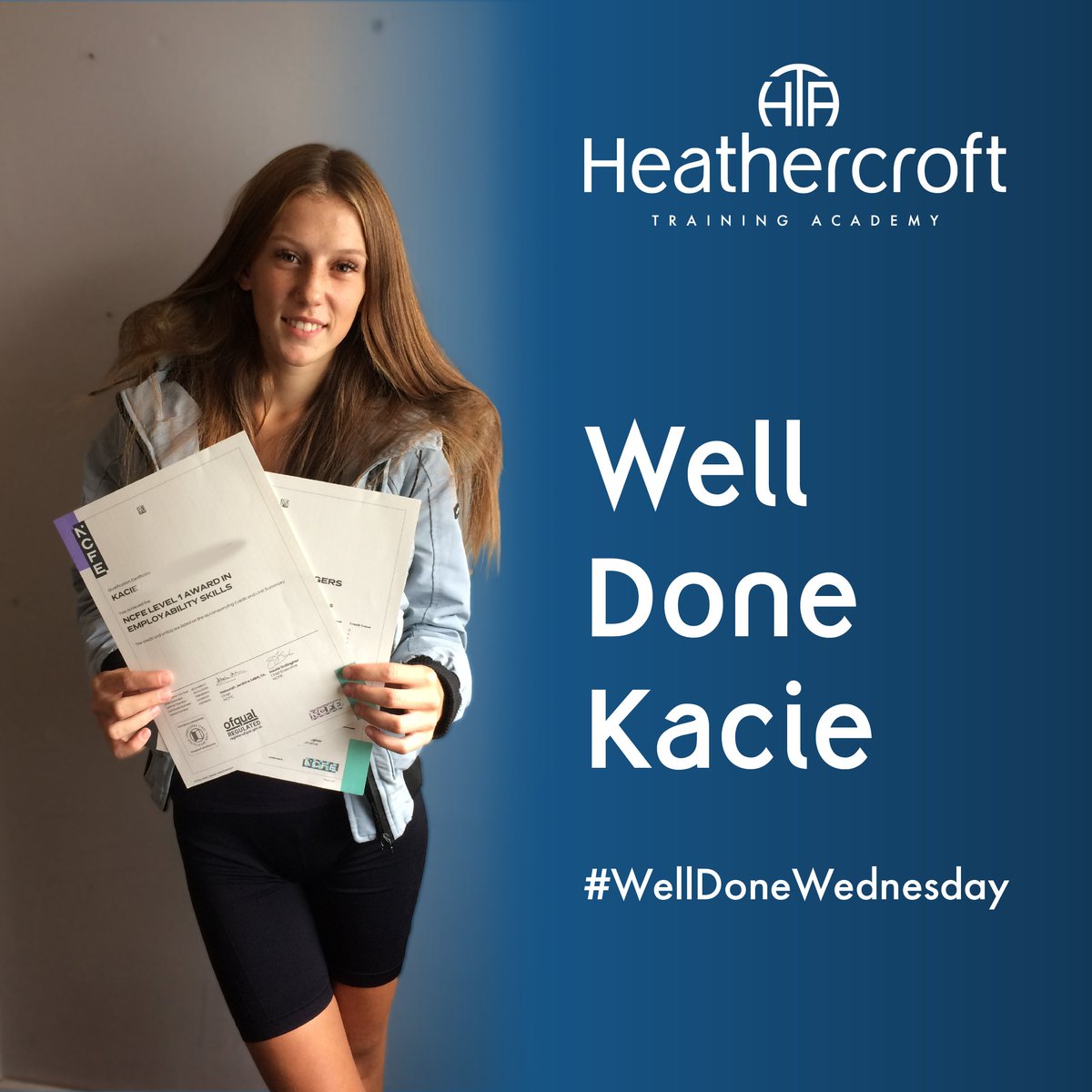 Congratulations to Kacie, who recently achieved a Level 1 Award in Employability Skills - a marvellous step on a promising career path!

hts.ac.uk/apprenticeships

#WellDoneWednesday #Employability #Apprenticeships #NCFE