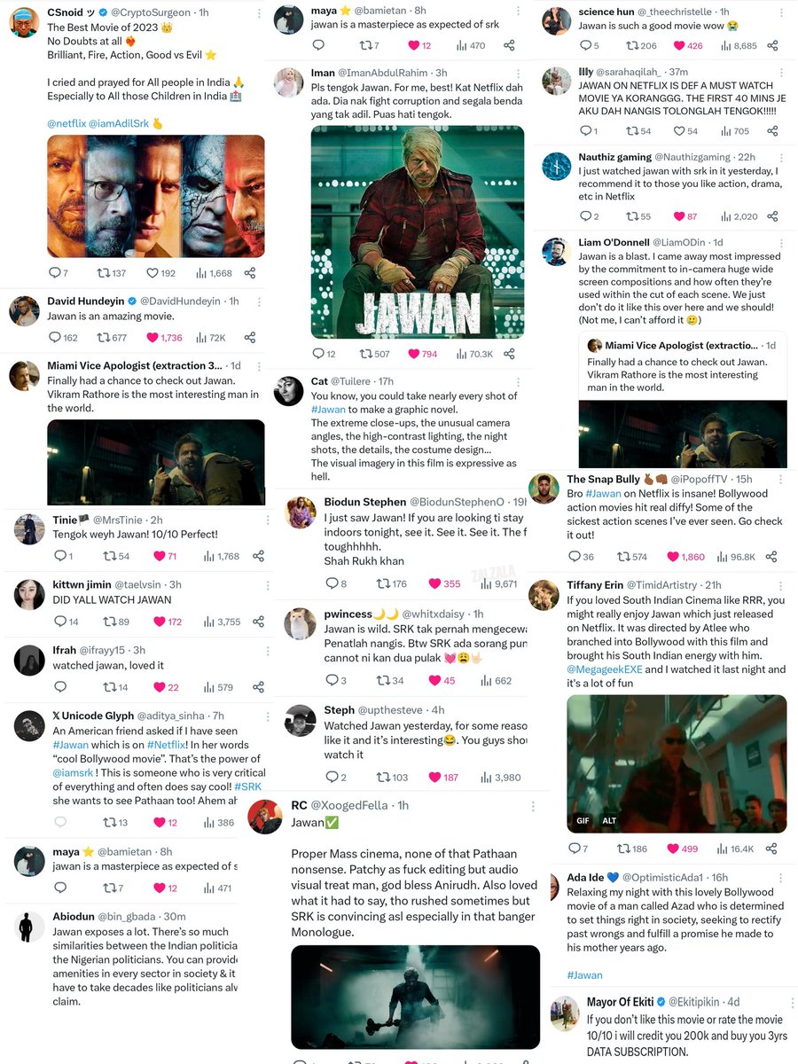 SrkianDas04's tweet photo. After Releasing Netflix #Jawan has won hearts all over the world.🔥

SRK has represented India in the best way possible..Remember The Global MEGASTAR #ShahRukhKhan 🔥 https://t.co/ALhnpi5lIr