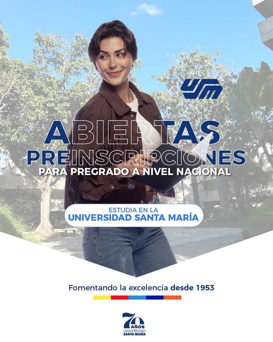 usm_vzla's tweet photo. ¡Ya están abiertas las preinscripciones para pregrado en todas nuestras sedes a nivel nacional!
Desliza este post y conoce toda la información para convertirte en #usemista
#Preinscripciones #PreinscripcionesUSM #Carreras #Usemistas #Universidad #UniversidadSantaMaria https://t.co/kwKquWTaoU
