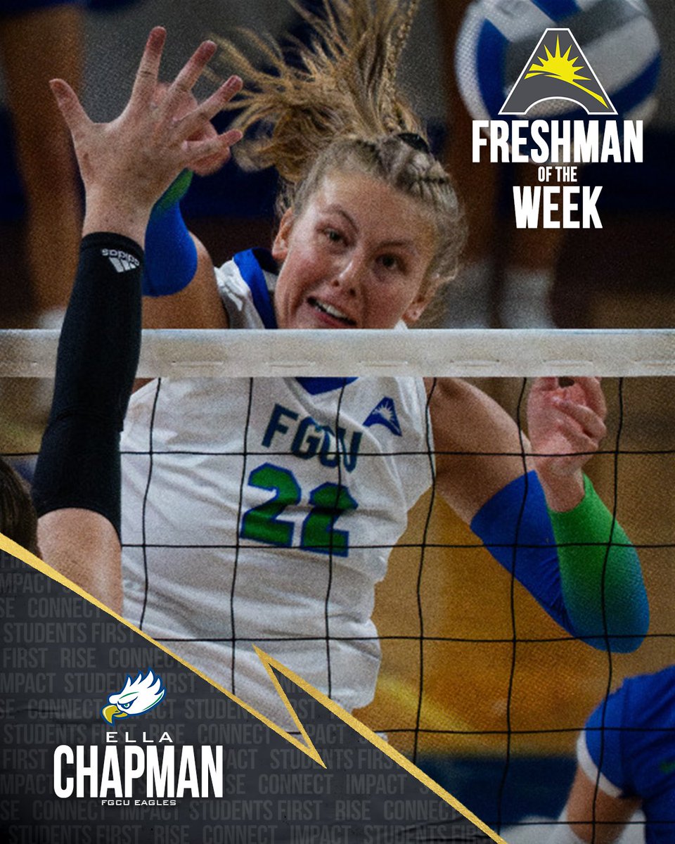 .@FGCU_VB’s Ella Chapman took home the #ASUNVB Freshman of the Week award for the third time this season 💯💪🏐👀

📰 | asunsports.org/news/2023/11/5…

#WingsUp