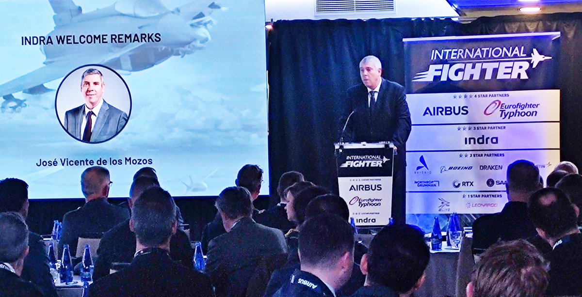 IndraCompany's tweet image. The #InternationalFighterConference started this morning in Madrid. Jose Vicente de los Mozos, CEO of Indra, participated in the opening session of this meeting, which is being held for the first time in Spain. 
#Defence #IFC2023